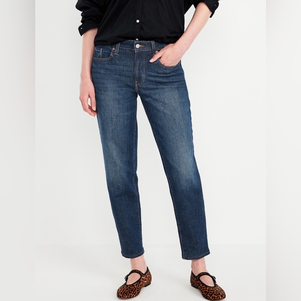 Old Navy Women's Dark Blue Mid-Rise OG Straight Ankle Jeans. Size 10P. NWOT - Picture 3 of 16